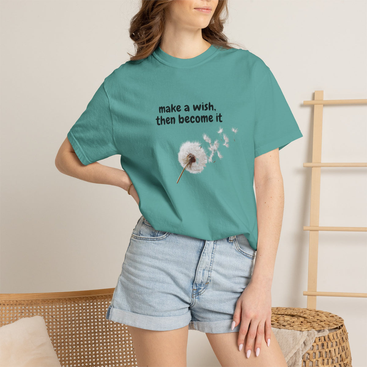 Dandelion Wish T-Shirt — "Make a Wish, Then Become It" Inspirational Tee
