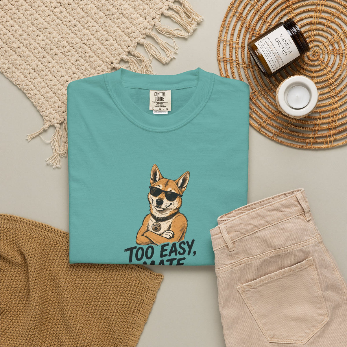 Cool Too Easy Mate Dog T-shirt | Dingo Sunglasses Graphic Tee