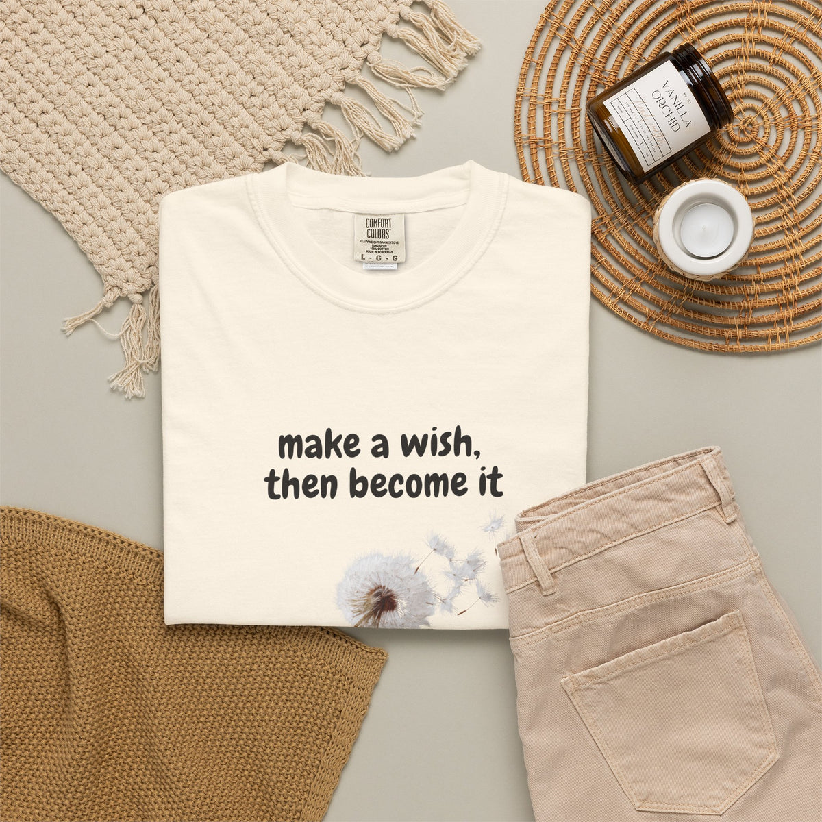 Dandelion Wish T-Shirt — "Make a Wish, Then Become It" Inspirational Tee