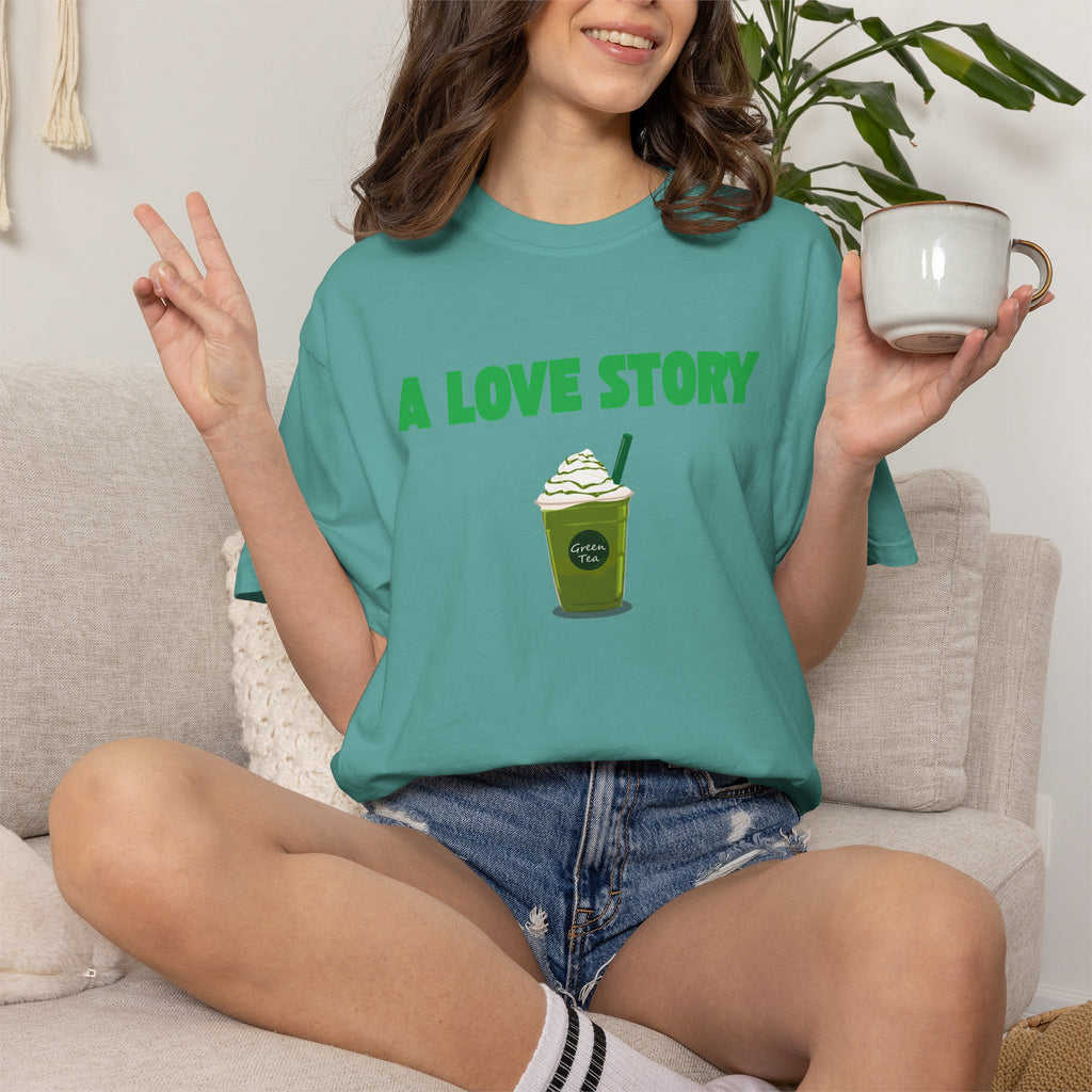 A Love Story Matcha Tee – Cute Matcha Drink Graphic T-Shirt