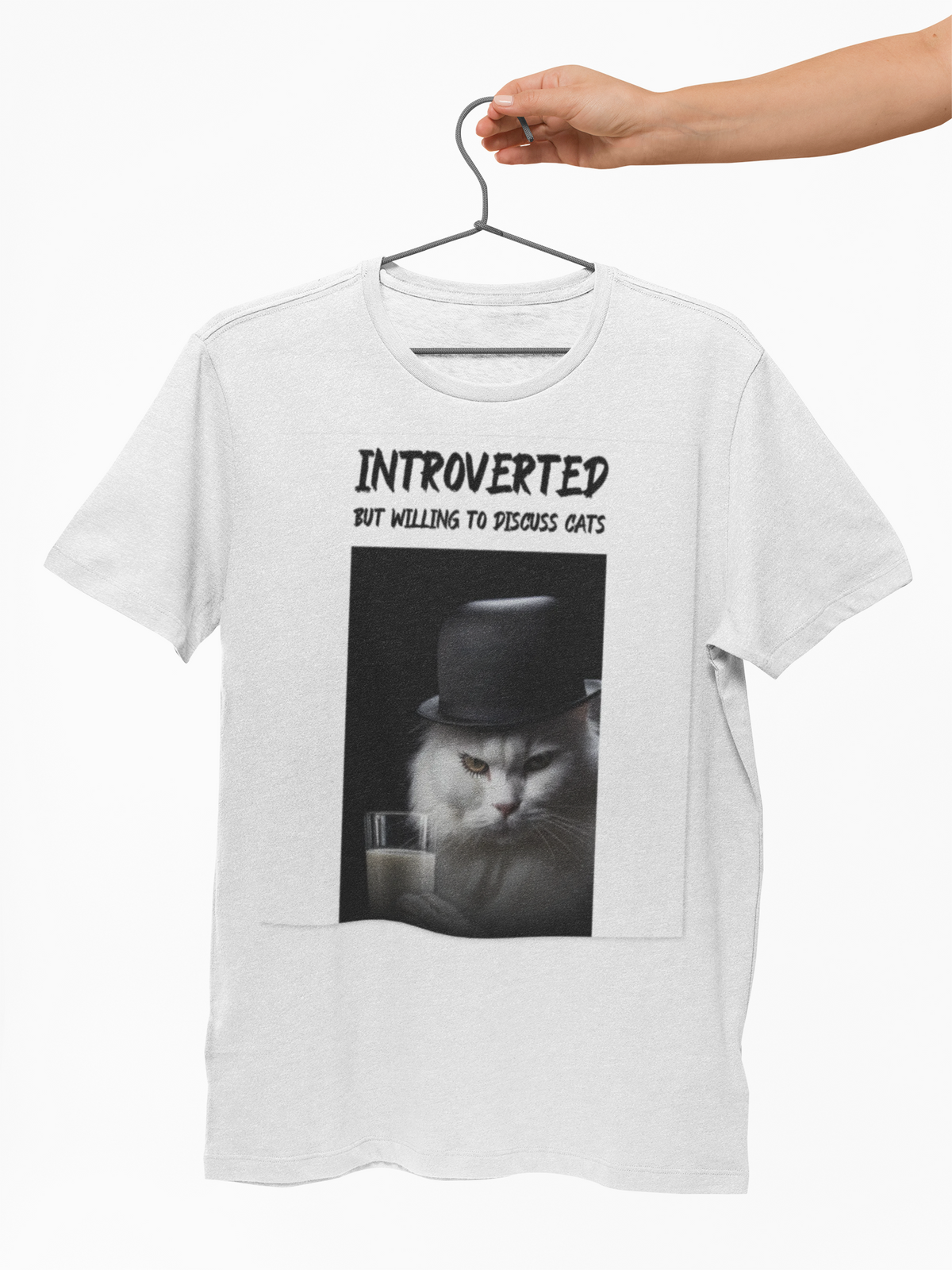 Introverted Cat Lover T-Shirt | Funny Cat Gift Tee for Cat Mums, Dads & Introverts