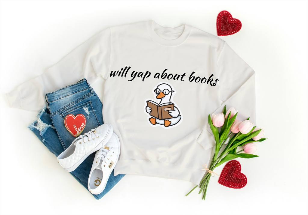 Will Yap About Books Duck Sweatshirt | Cozy Book Lover Gift for Bookworms & Readers