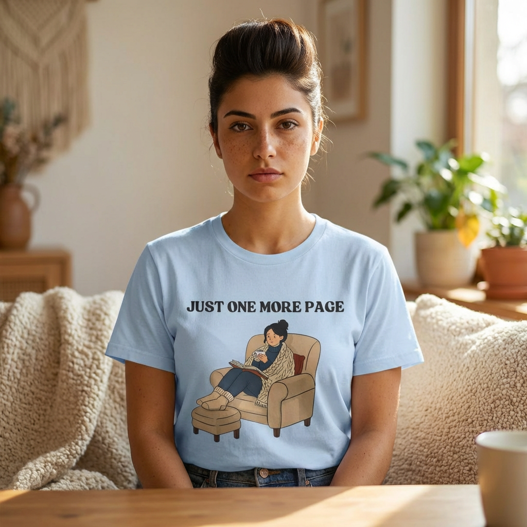 Just One More Page T-Shirt | Funny Book Lover Gift Tee for Night Readers & Book Clubs