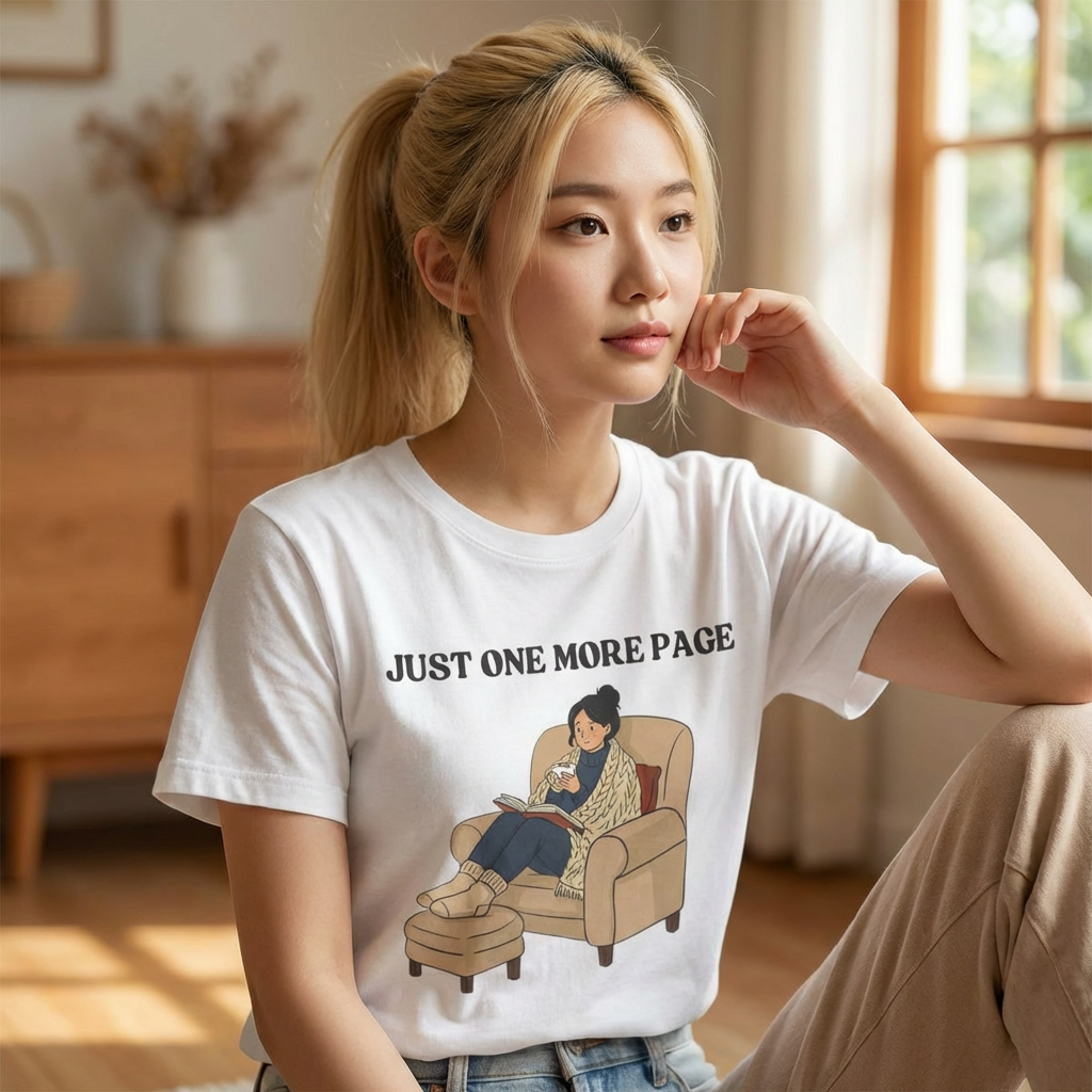 Just One More Page T-Shirt | Funny Book Lover Gift Tee for Night Readers & Book Clubs