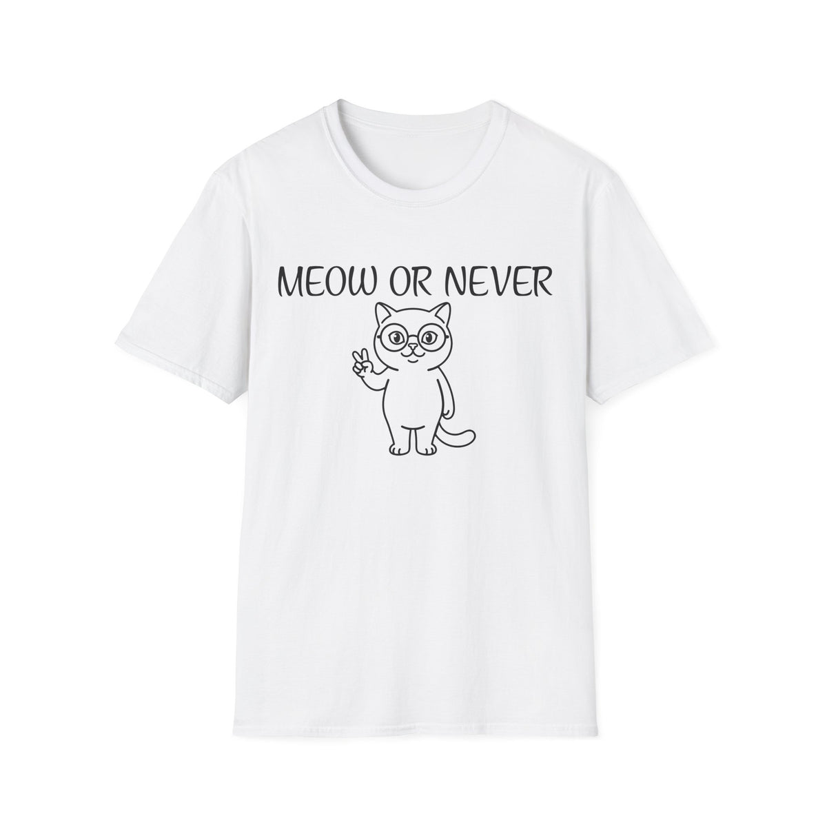 Meow or Never Cat T-Shirt | Funny Retro Cat Lover Gift Tee for Cat Mums & Dads