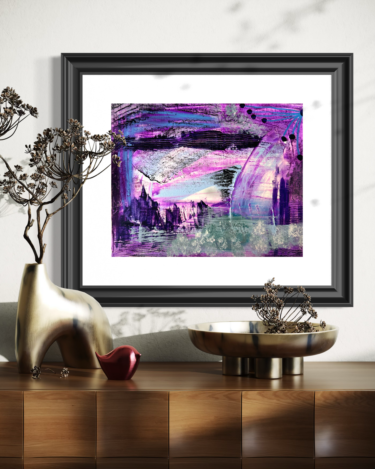 Lavender Forest Giclée Abstract Art Print | Passepartout Mounted Fine Art Print | Modern Colourful Wall Art
