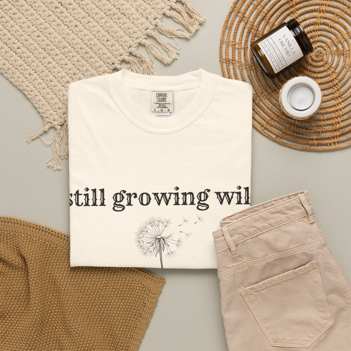 Still Growing Wild T-Shirt — Dandelion Graphic Tee (Boho Nature Vibe)