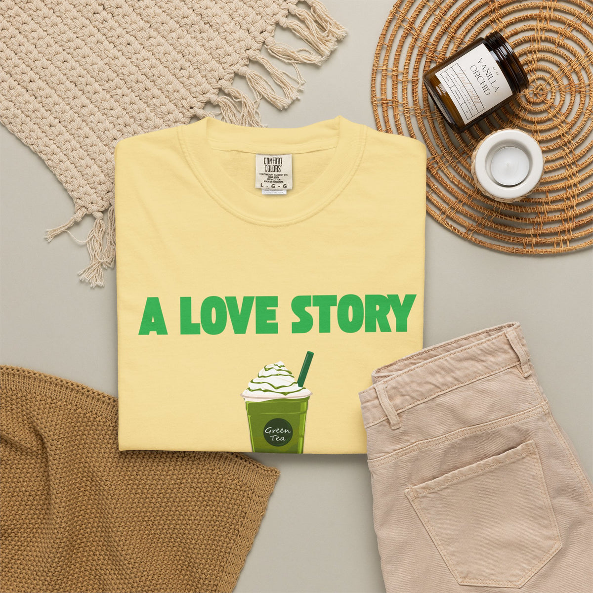 A Love Story Matcha Tee – Cute Matcha Drink Graphic T-Shirt