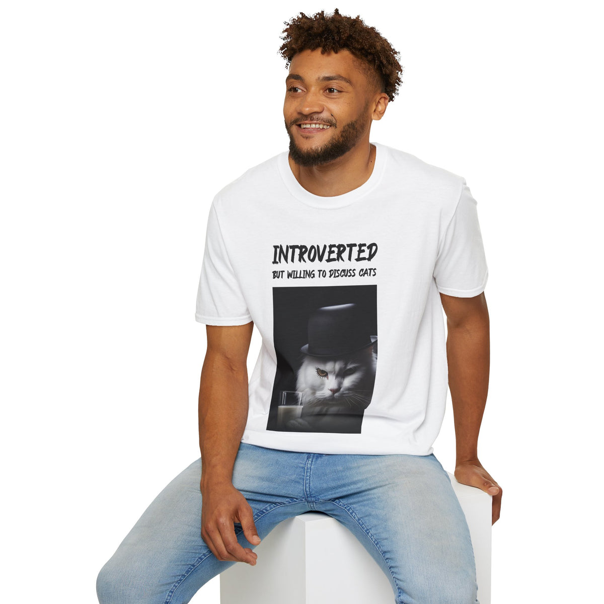 Introverted Cat Lover T-Shirt | Funny Cat Gift Tee for Cat Mums, Dads & Introverts