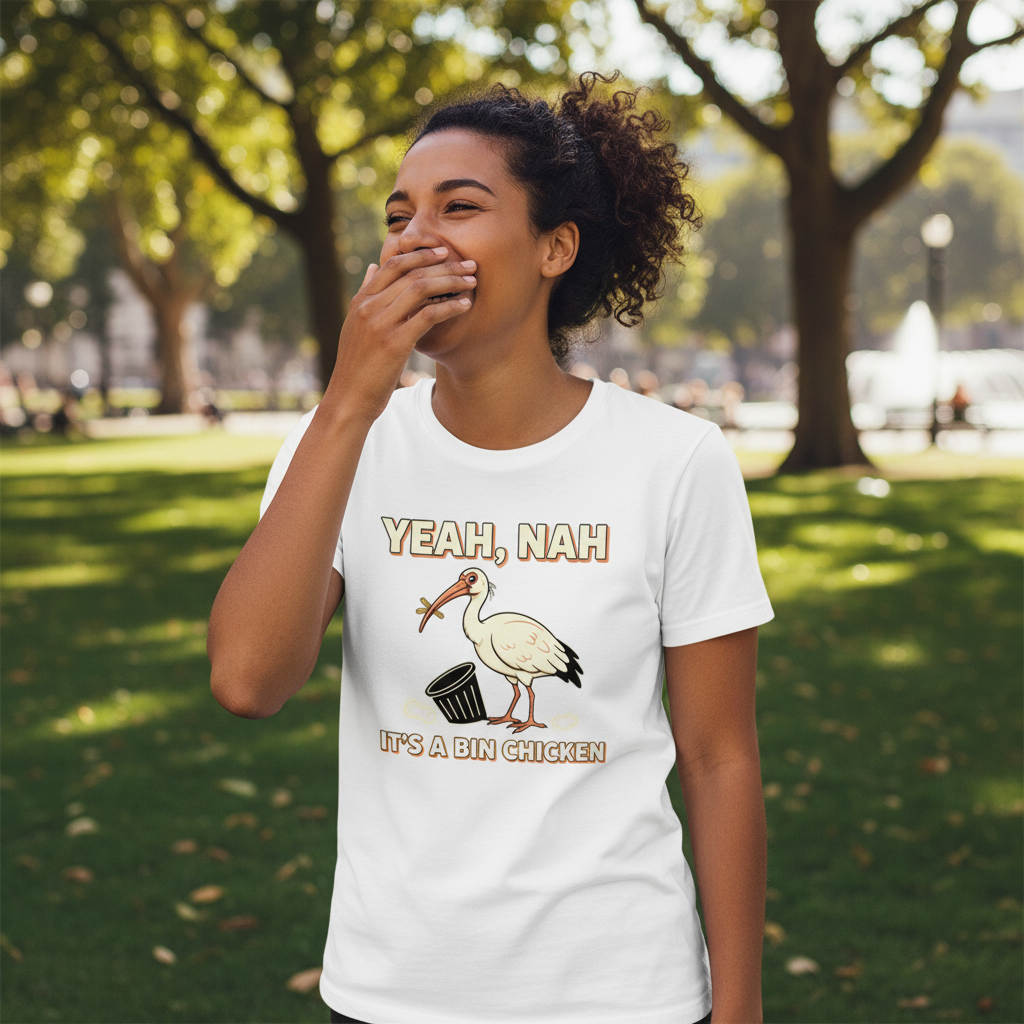 Yeah Nah It's a Bin Chicken T-Shirt | Funny Australian Ibis Gift Tee for Aussie Humour Fans