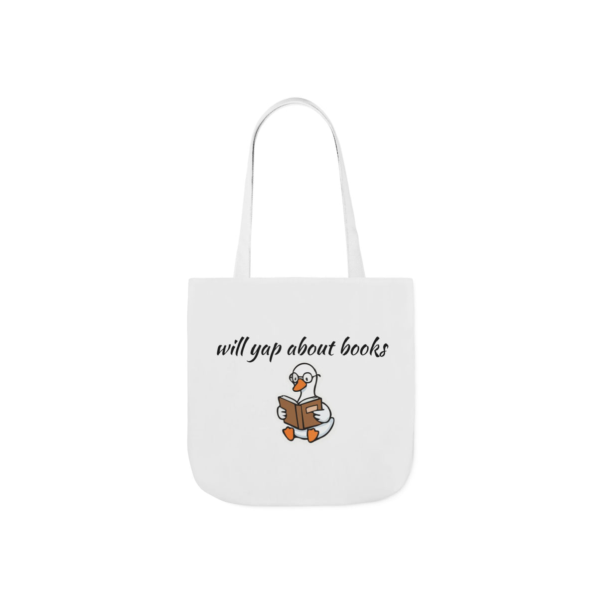 Will Yap About Books Duck Canvas Tote Bag | Cute Book Lover Gift Bag for Readers