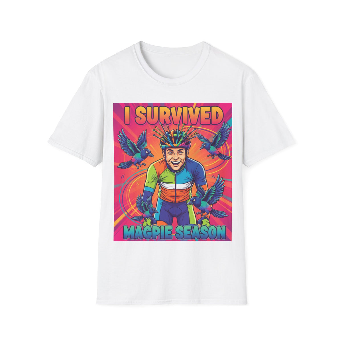 I Survived Magpie Season T-Shirt | Funny Cyclist Magpie Tee for Aussie Bike Riders