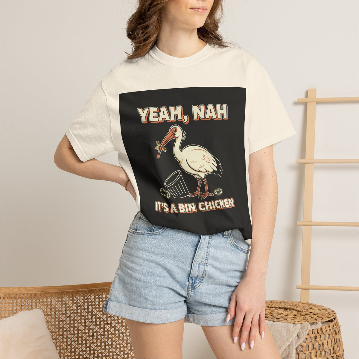 Yeah Nah It's a Bin Chicken T-Shirt | Funny Australian Ibis Gift Tee for Aussie Fans