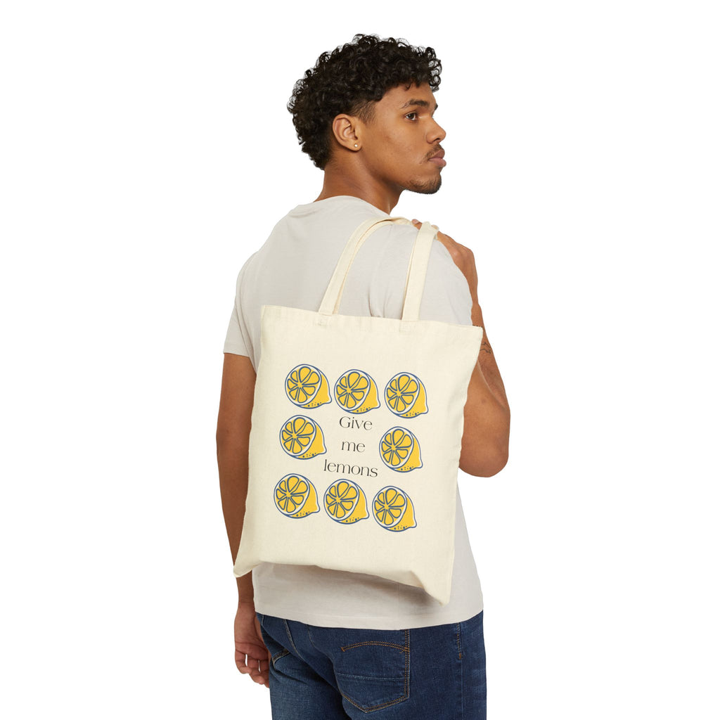 Give Me Lemons Canvas Tote Bag | Cute Lemon Pattern Gift Bag for Women