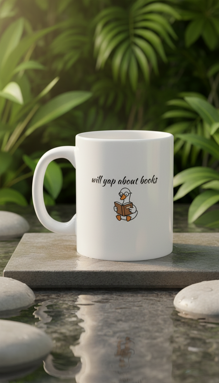 Will Yap About Books Duck Mug | Funny Book Lover Gift Mug for Readers & Book Club