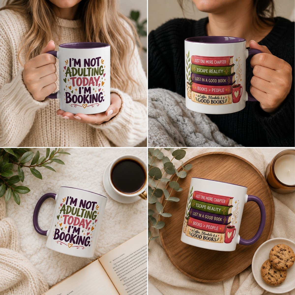 Book Lover “I’m Not Adulting Today, I’m Booking” Mug