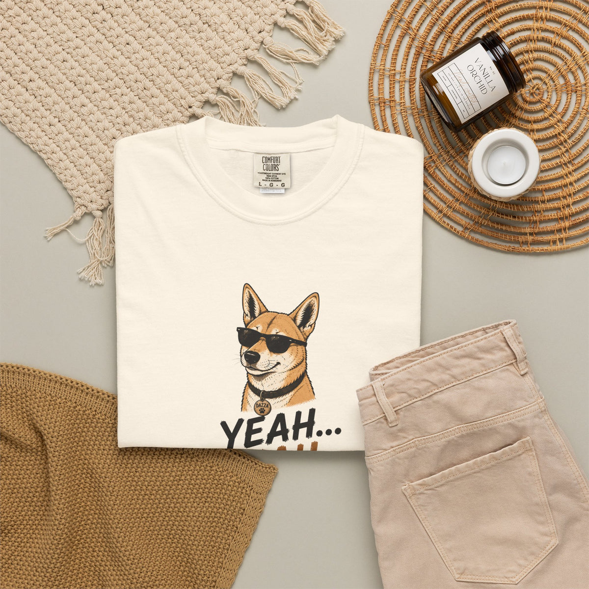 Cool Sunglasses Dog Yeah Nah T-shirt | Funny Dingo Paw Graphic Tee