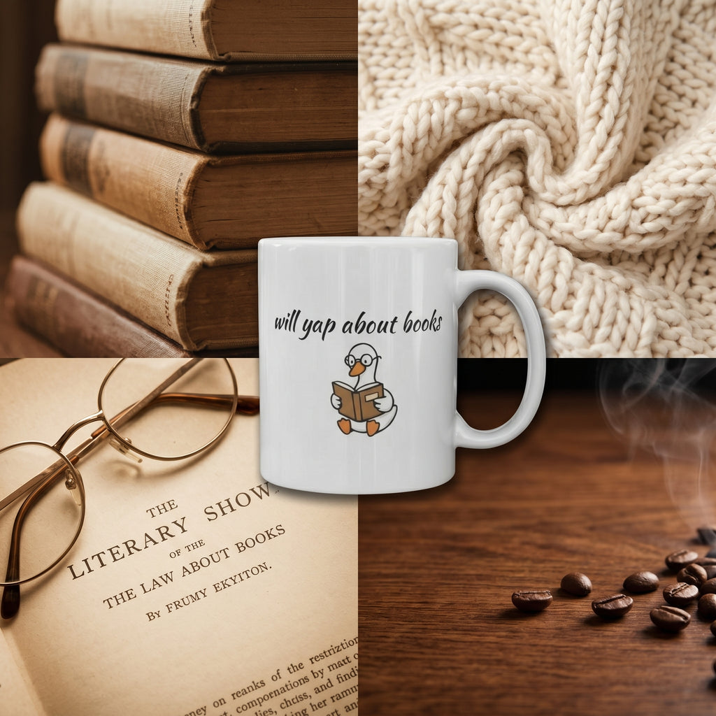 Will Yap About Books Duck Mug | Funny Book Lover Gift Mug for Readers & Book Club