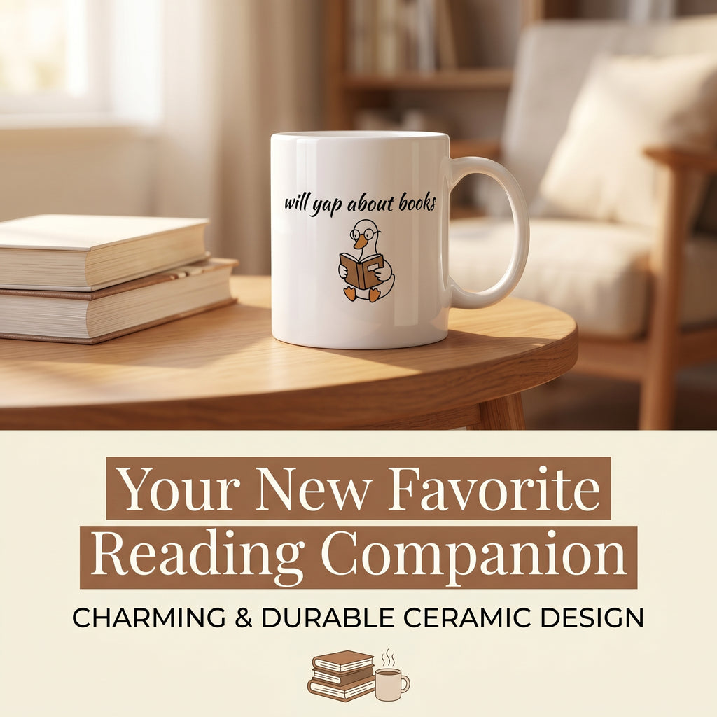 Will Yap About Books Duck Mug | Funny Book Lover Gift Mug for Readers & Book Club