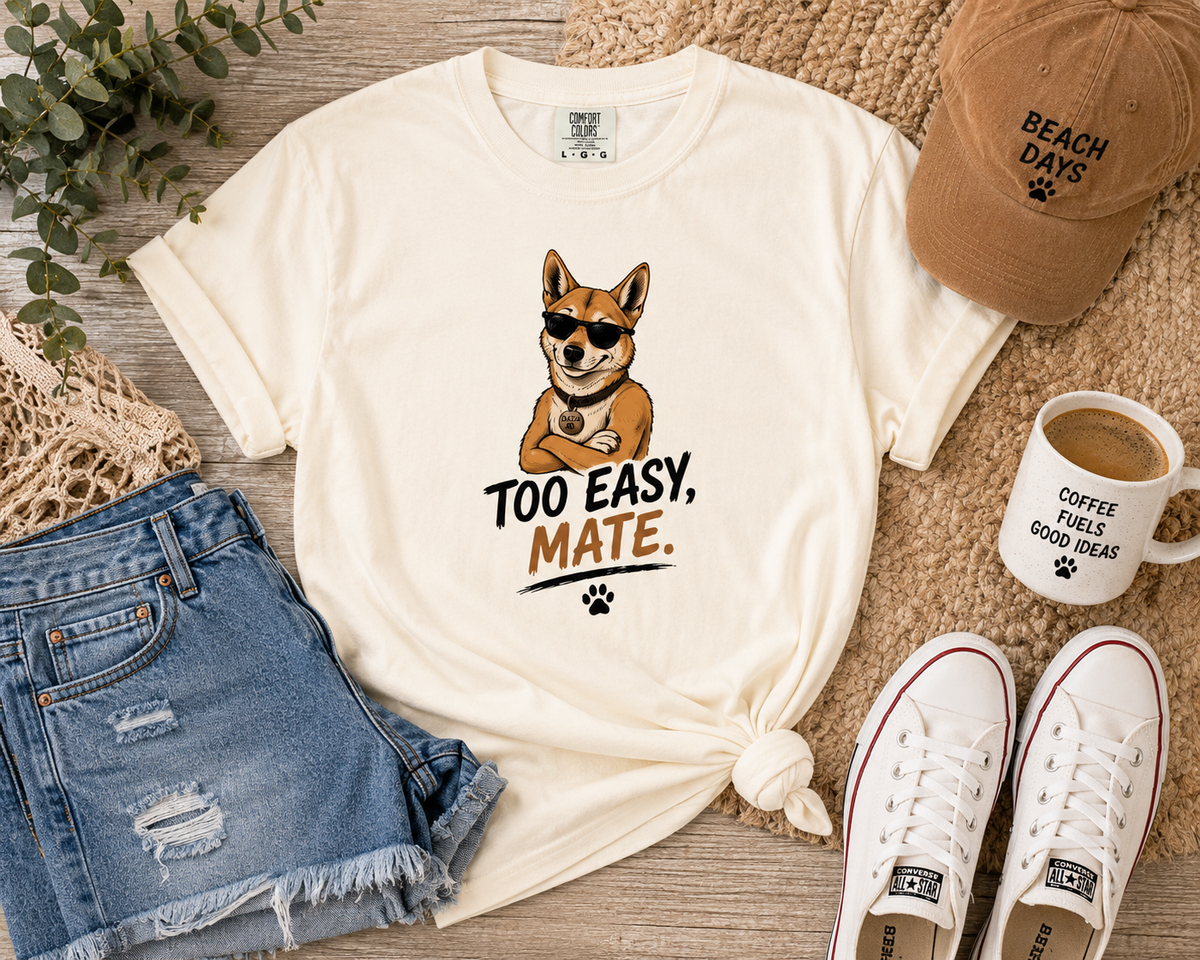 Cool Too Easy Mate Dog T-shirt | Dingo Sunglasses Graphic Tee