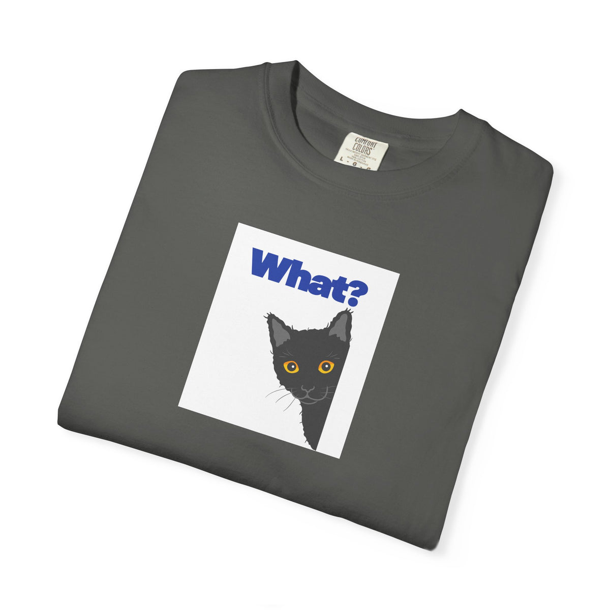 Peekaboo Black Cat "What?" T-shirt | Cat Lover Tee
