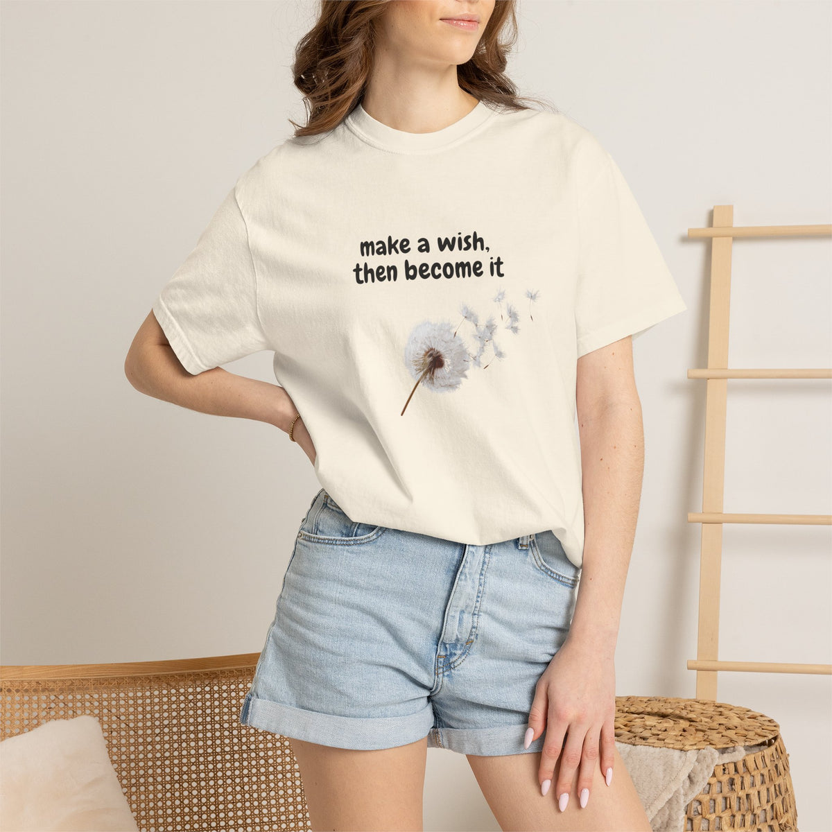 Dandelion Wish T-Shirt — "Make a Wish, Then Become It" Inspirational Tee