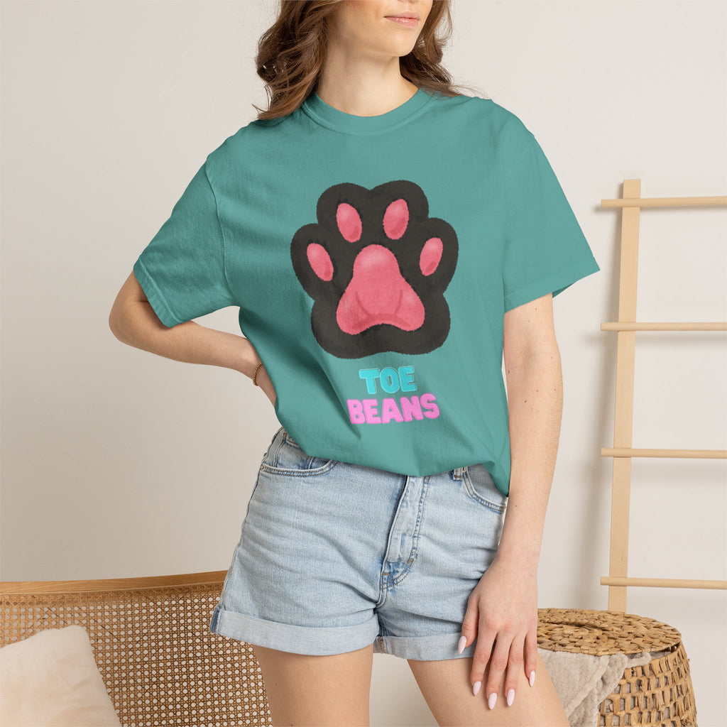 Toe Beans Paw T-Shirt — Cute Paw Print Tee with "TOE BEANS" Text