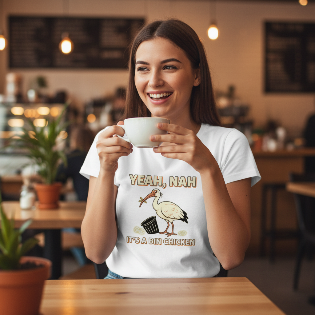 Yeah Nah It's a Bin Chicken T-Shirt | Funny Australian Ibis Gift Tee for Aussie Humour Fans