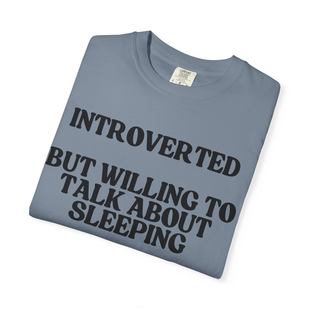 Introverted But Willing to Talk About Sleeping T-Shirt | Funny Sloth Gift Tee for Introverts