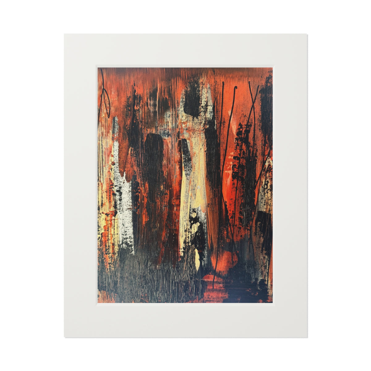 Fire Dance Giclée Abstract Art Print | Passepartout Mounted Fine Art Print | Modern Colourful Wall Art