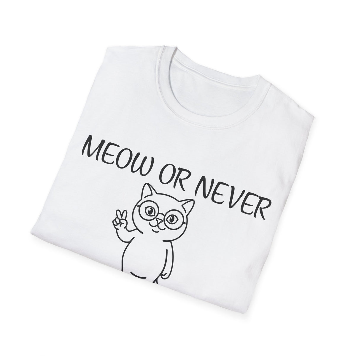 Meow or Never Cat T-Shirt | Funny Retro Cat Lover Gift Tee for Cat Mums & Dads