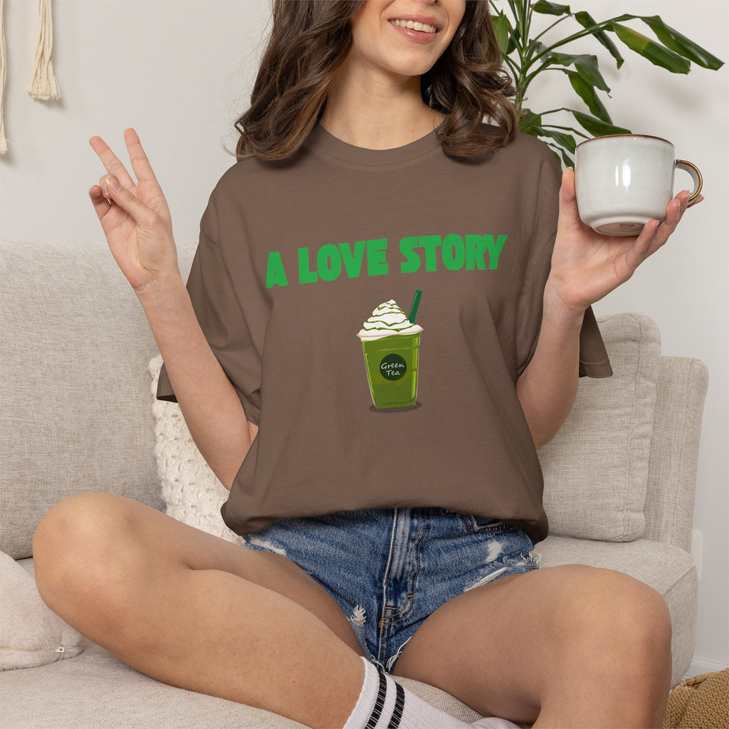 A Love Story Matcha Tee – Cute Matcha Drink Graphic T-Shirt