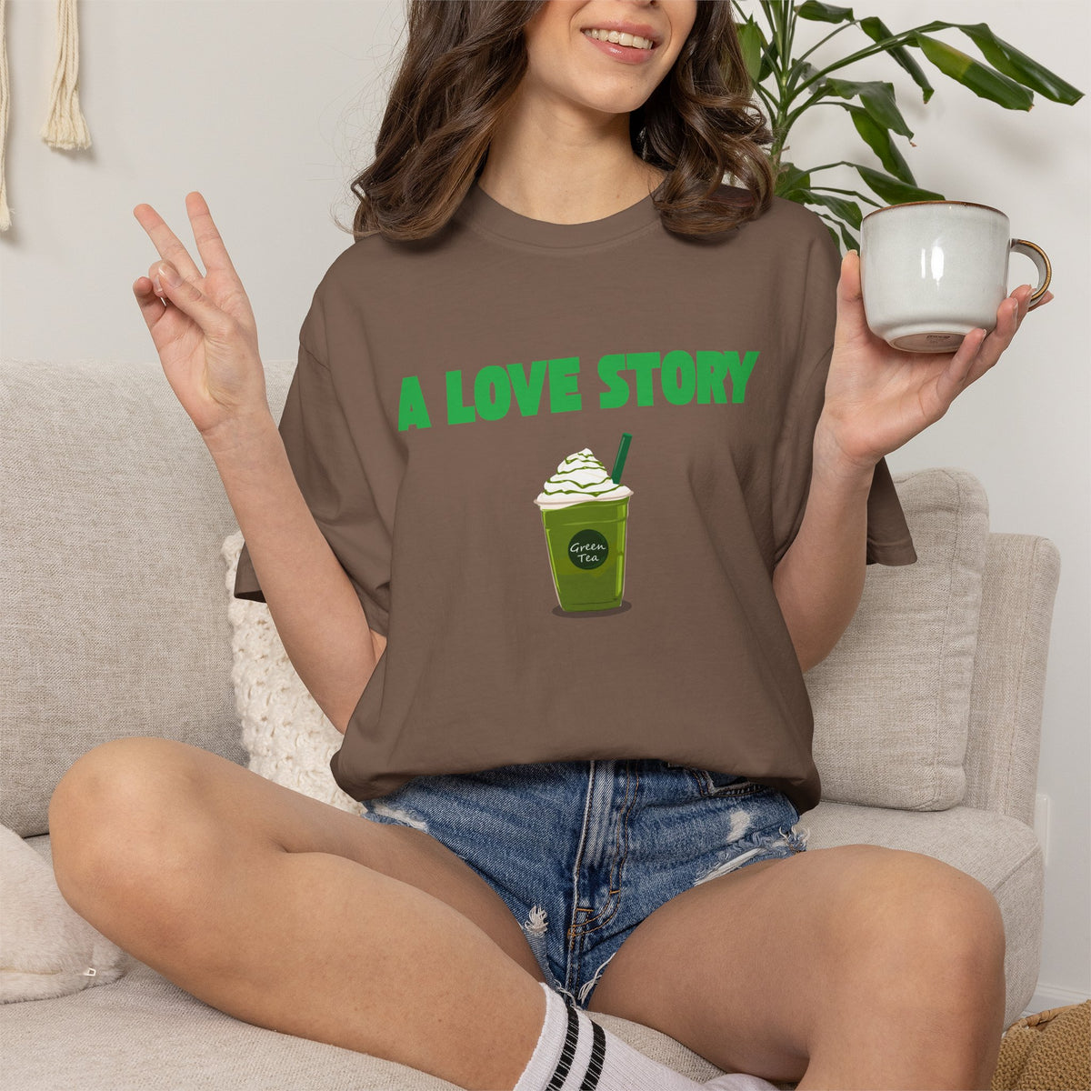 A Love Story Matcha Tee – Cute Matcha Drink Graphic T-Shirt