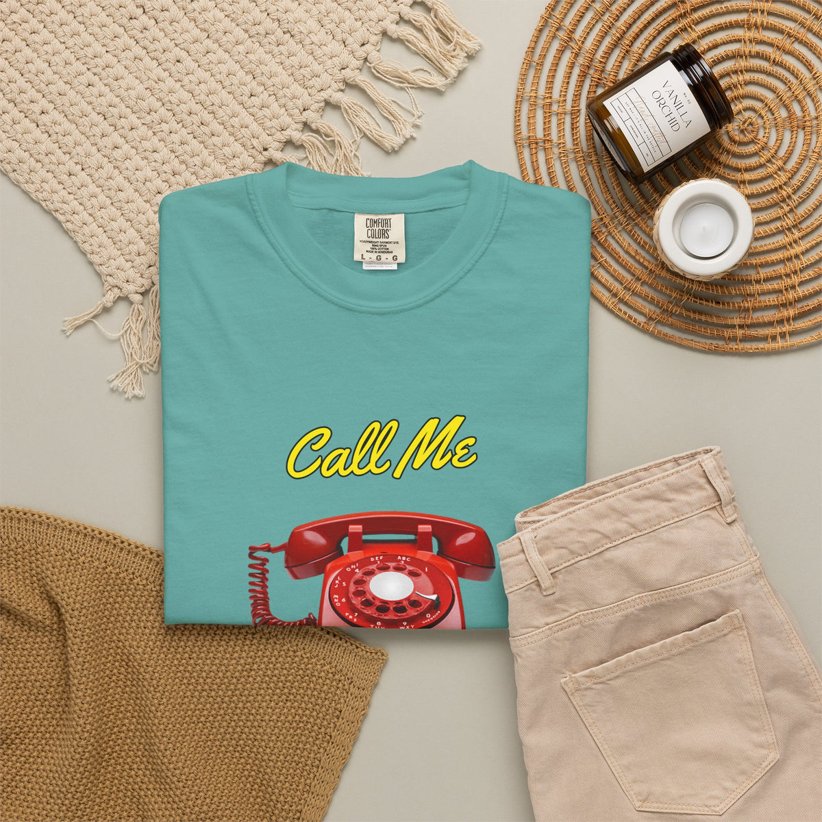 Call Me Red Rotary Phone T-shirt | Vintage Telephone Graphic | Retro