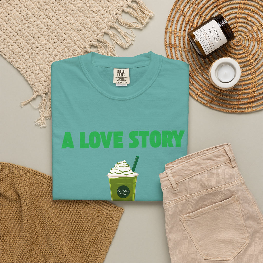 A Love Story Matcha Tee – Cute Matcha Drink Graphic T-Shirt