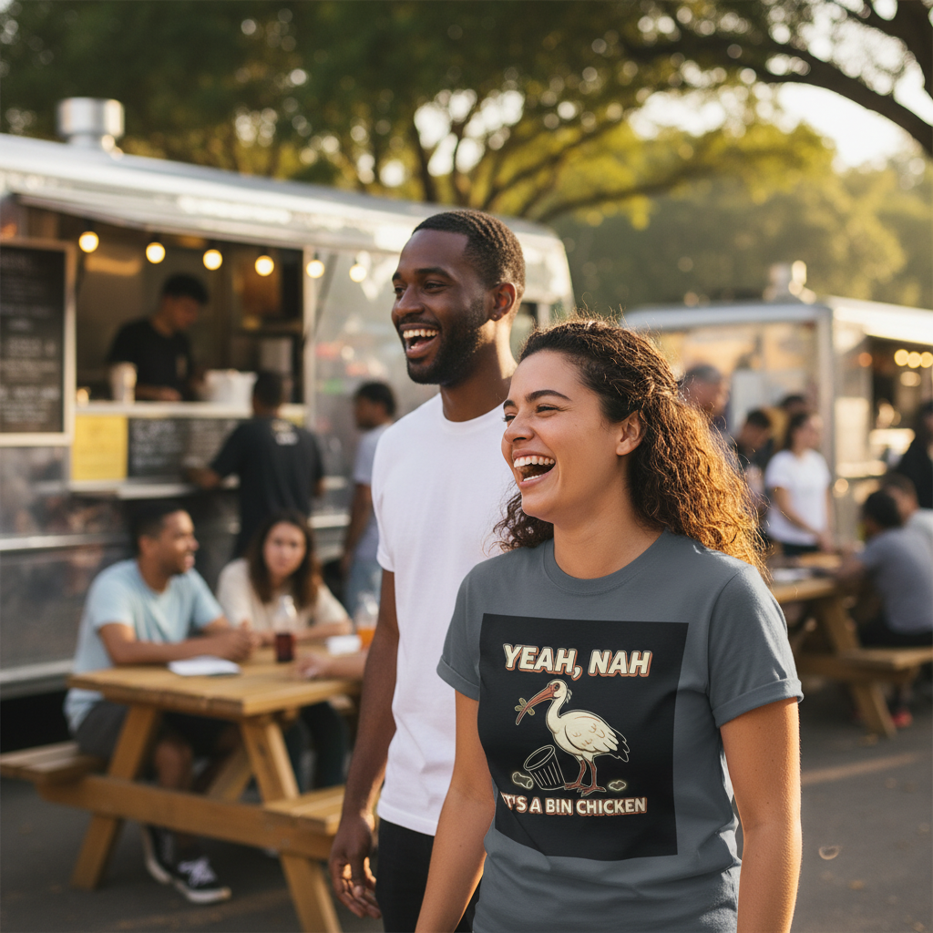 Yeah Nah It's a Bin Chicken T-Shirt | Funny Australian Ibis Gift Tee for Aussie Fans