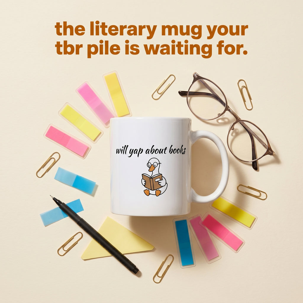 Will Yap About Books Duck Mug | Funny Book Lover Gift Mug for Readers & Book Club