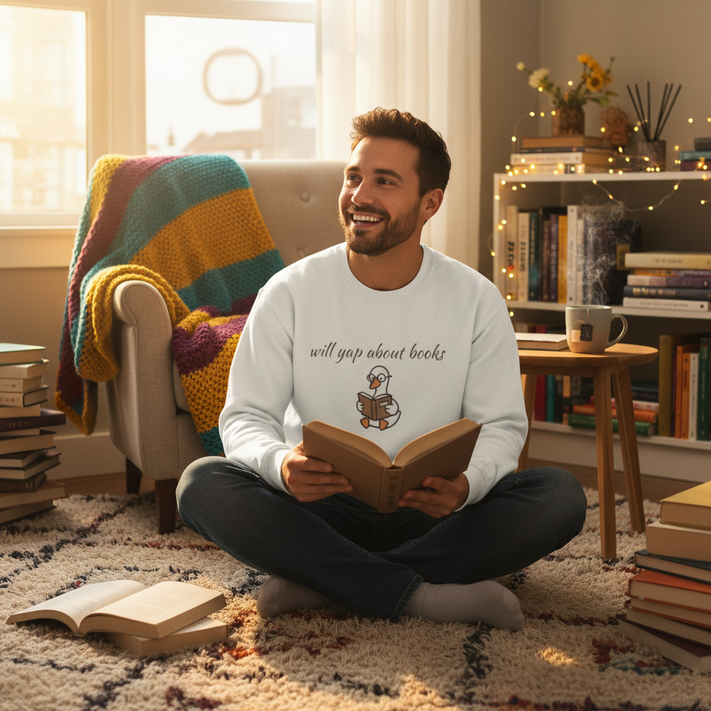 Will Yap About Books Duck Sweatshirt | Cozy Book Lover Gift for Bookworms & Readers
