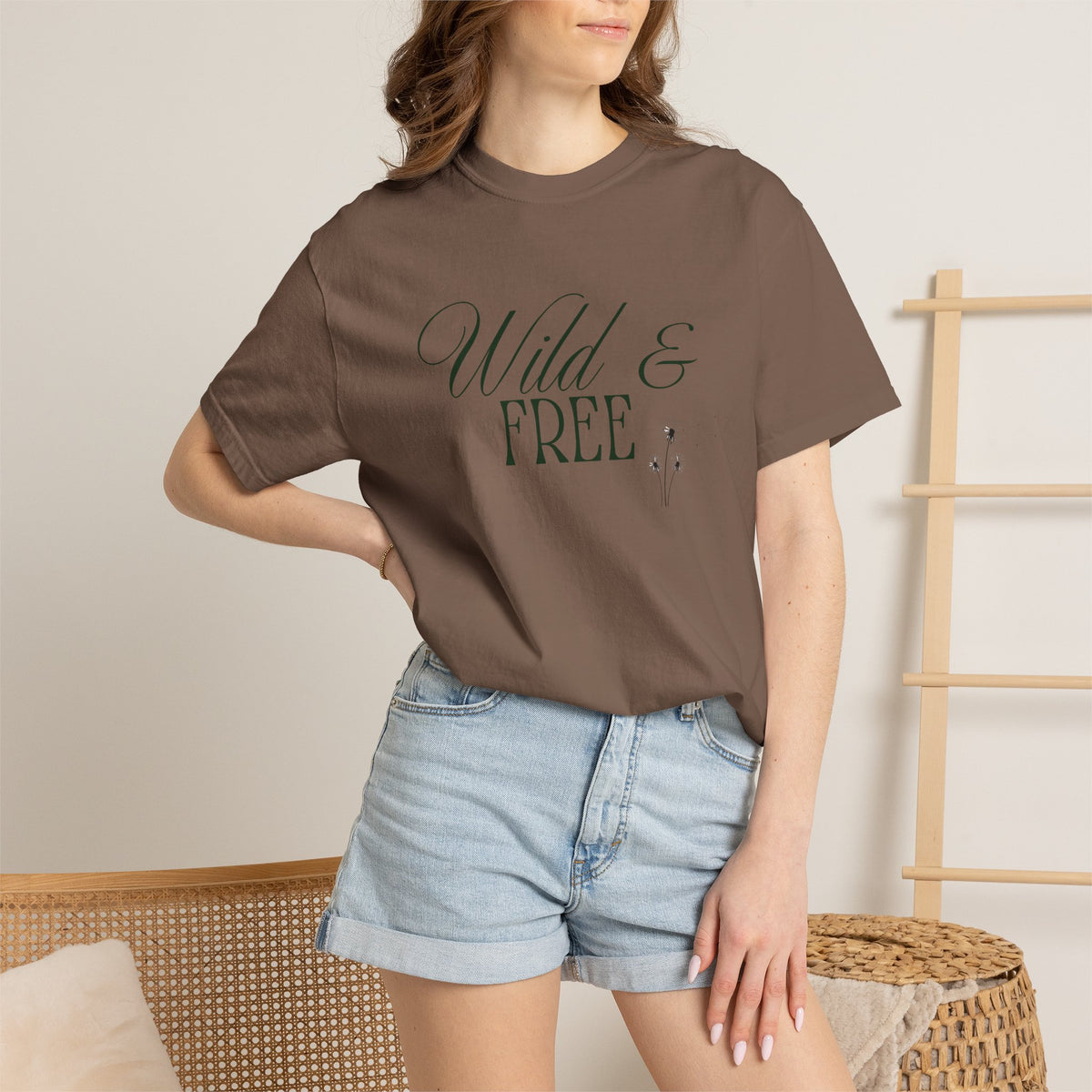 Wild & Free Script T-Shirt | Boho Nature Graphic Tee
