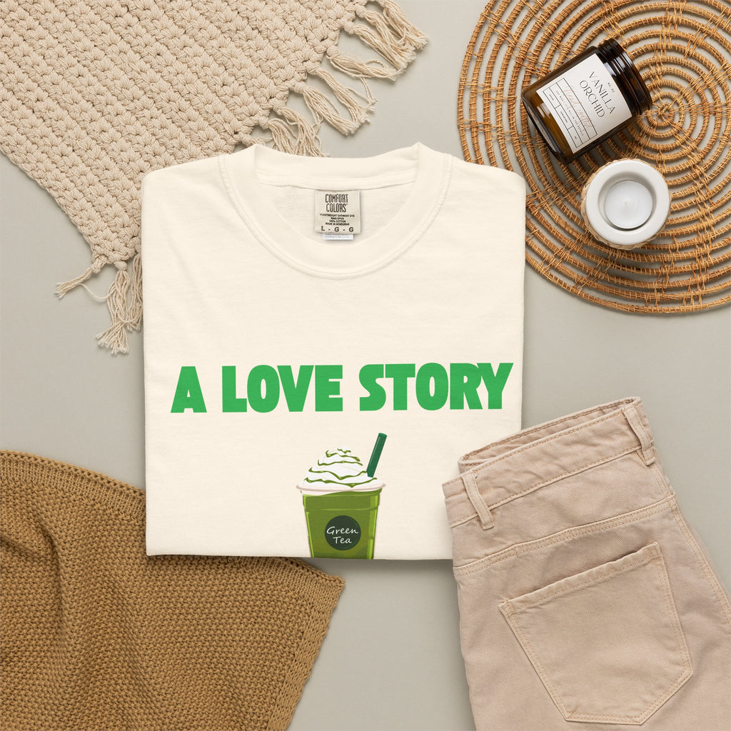 A Love Story Matcha Tee – Cute Matcha Drink Graphic T-Shirt