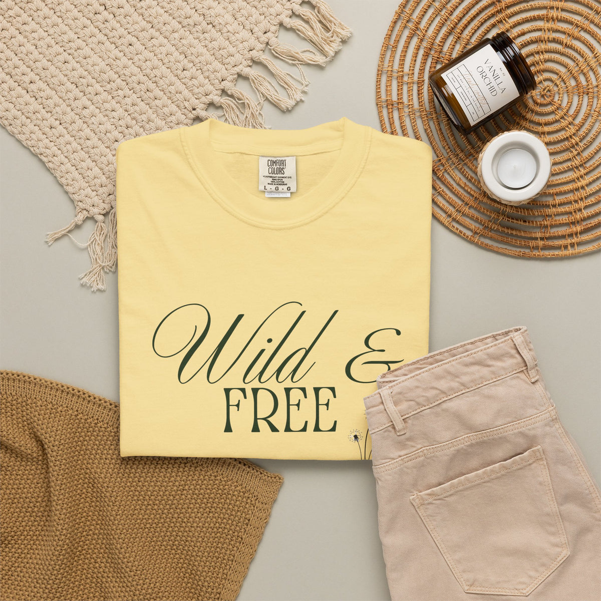 Wild & Free Script T-Shirt | Boho Nature Graphic Tee