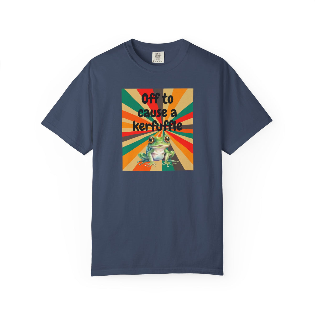 Off to Cause a Kerfuffle Frog T-Shirt | Retro Sunburst Graphic Tee