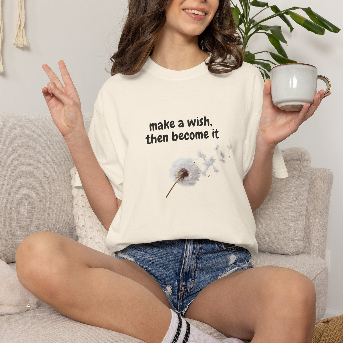 Dandelion Wish T-Shirt — "Make a Wish, Then Become It" Inspirational Tee
