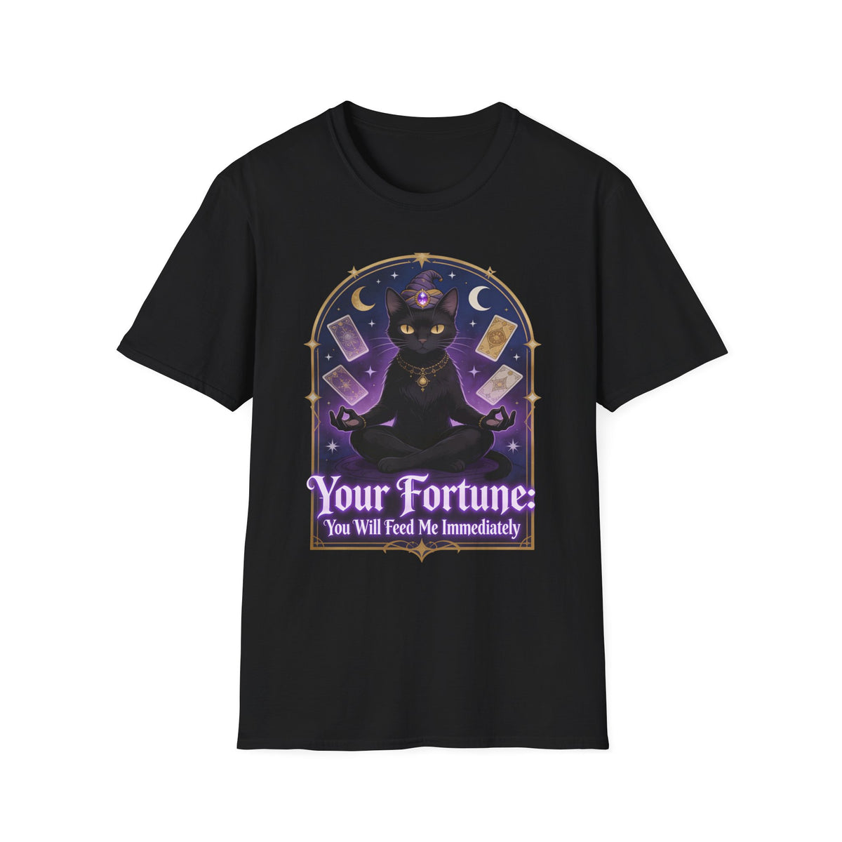 Fortune Telling Black Cat T-Shirt | Witchy Cat Lover Gift Tee for Gothic Cat Fans