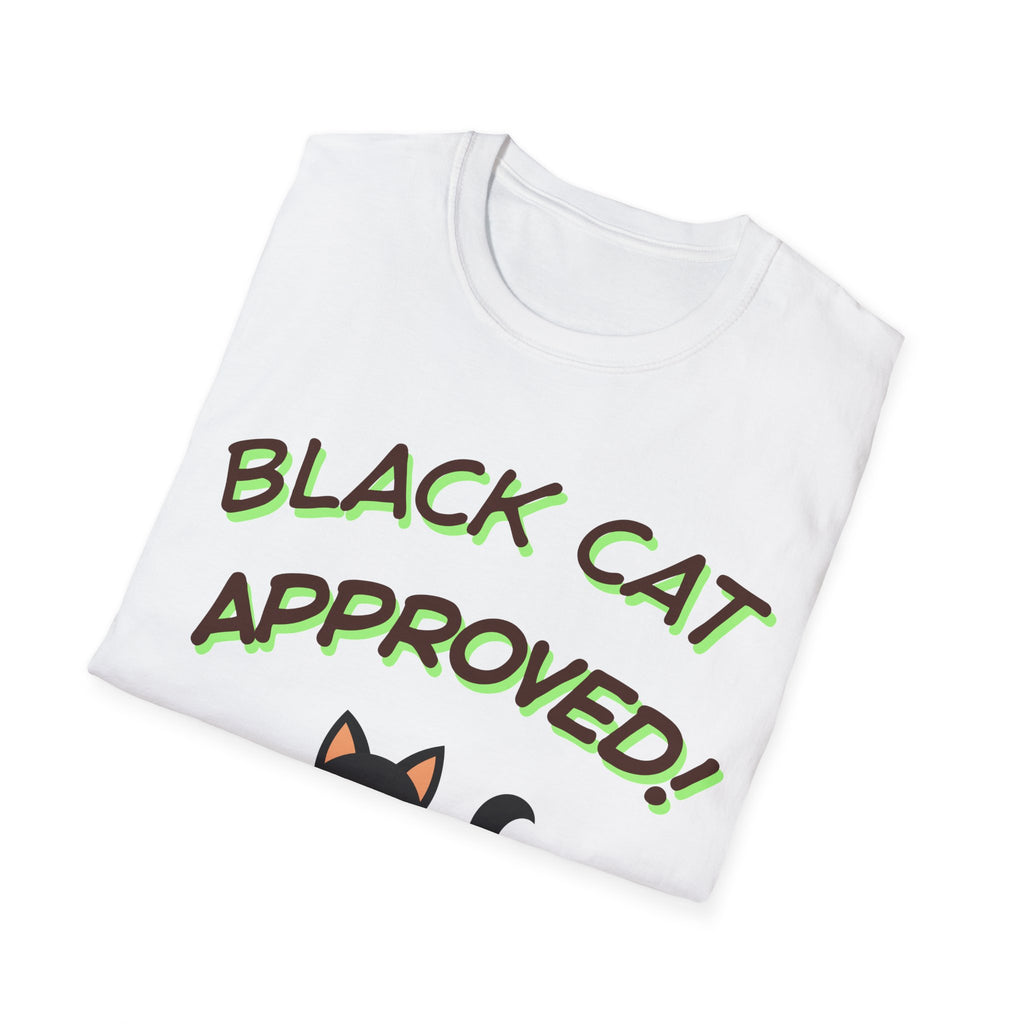 Black Cat Green Approved! T-Shirt | Cute Black Cat Graphic
