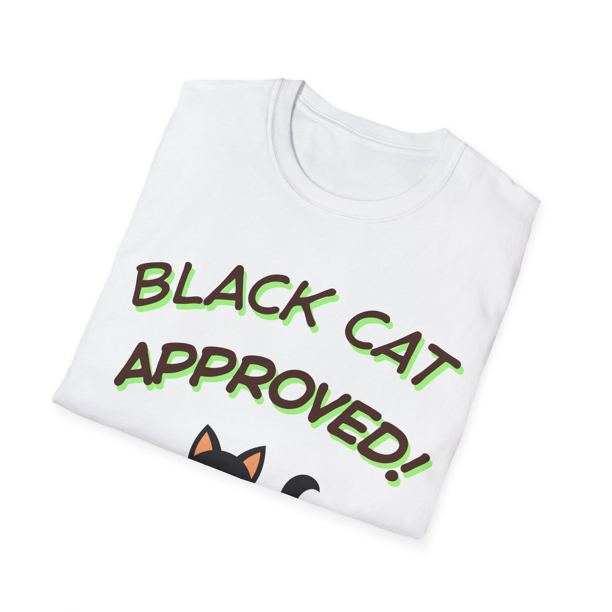 Black Cat Green Approved! T-Shirt | Cute Black Cat Graphic