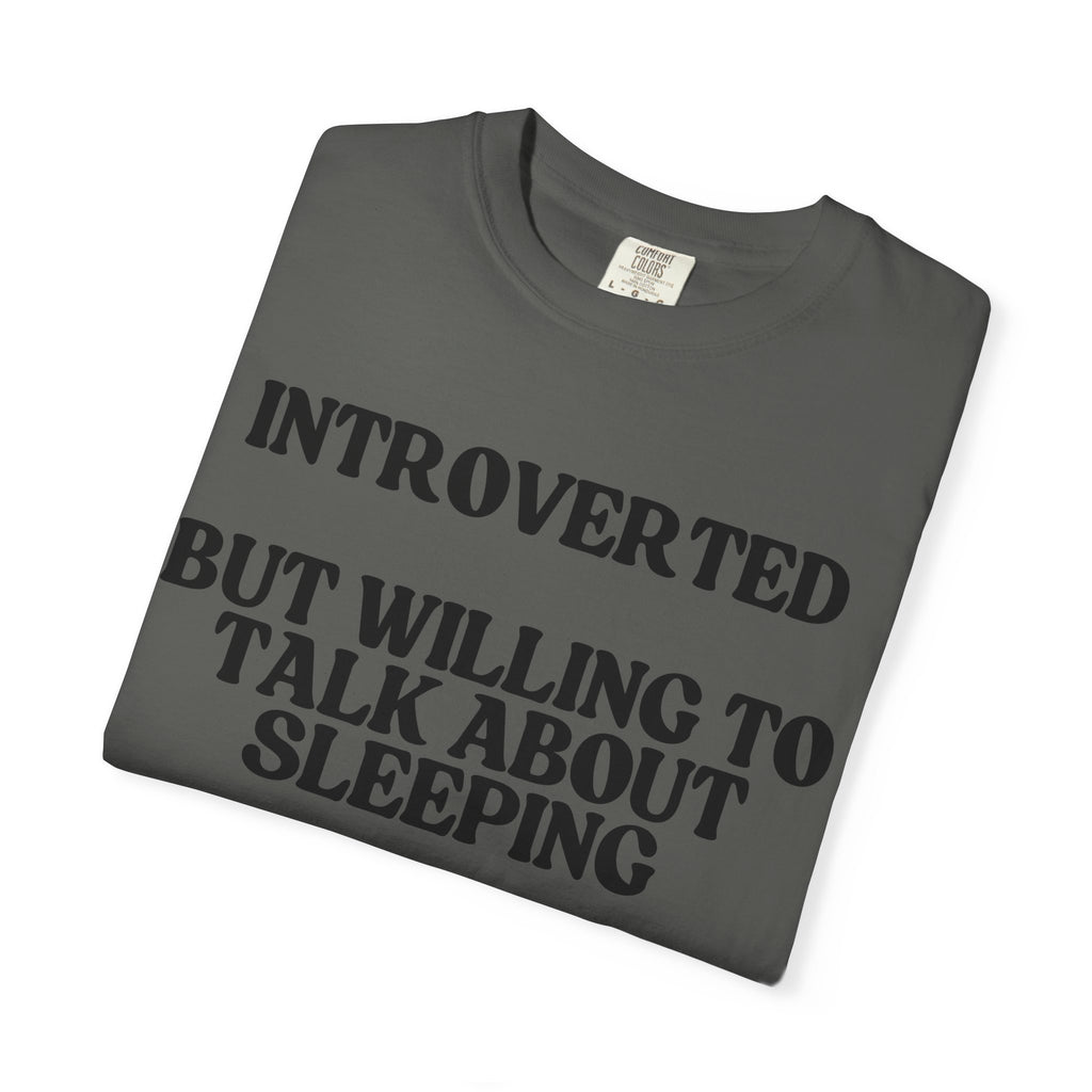 Introverted But Willing to Talk About Sleeping T-Shirt | Funny Sloth Gift Tee for Introverts