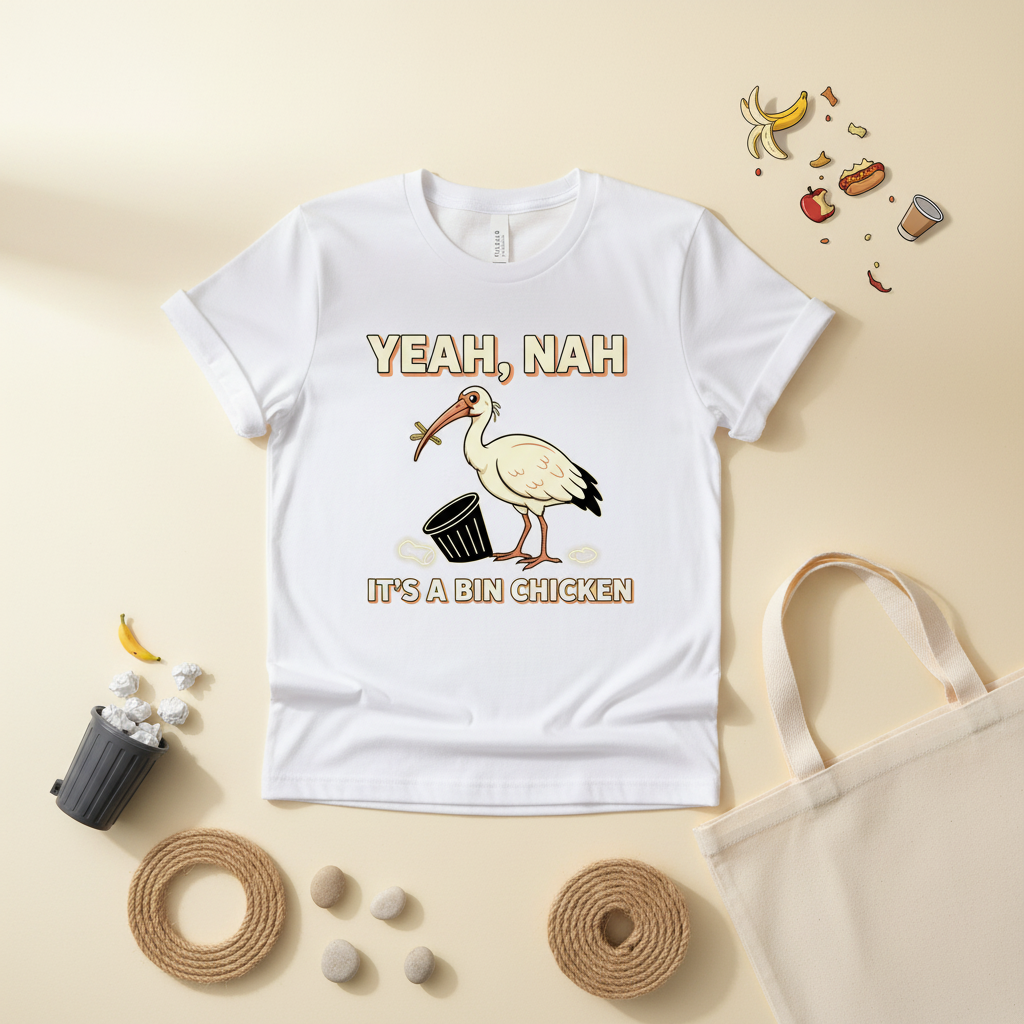 Yeah Nah It's a Bin Chicken T-Shirt | Funny Australian Ibis Gift Tee for Aussie Humour Fans
