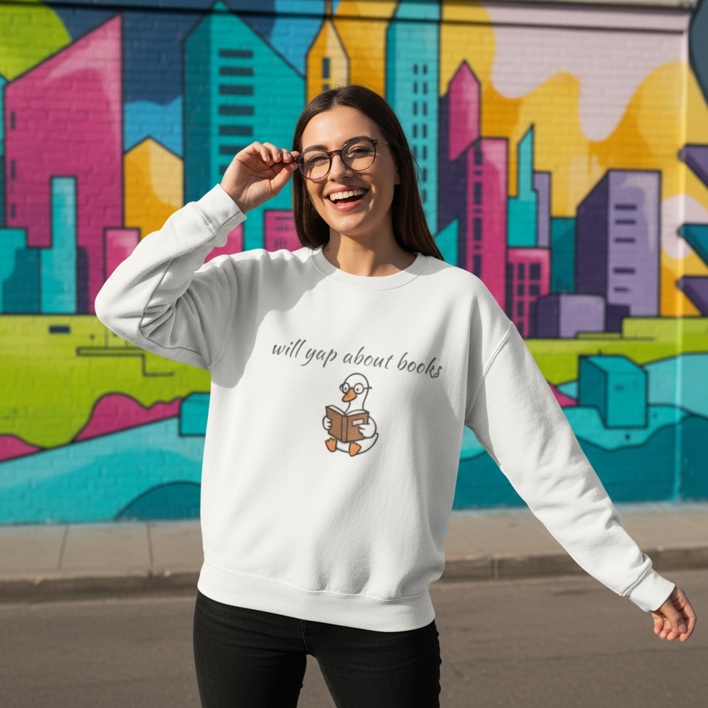 Will Yap About Books Duck Sweatshirt | Cozy Book Lover Gift for Bookworms & Readers