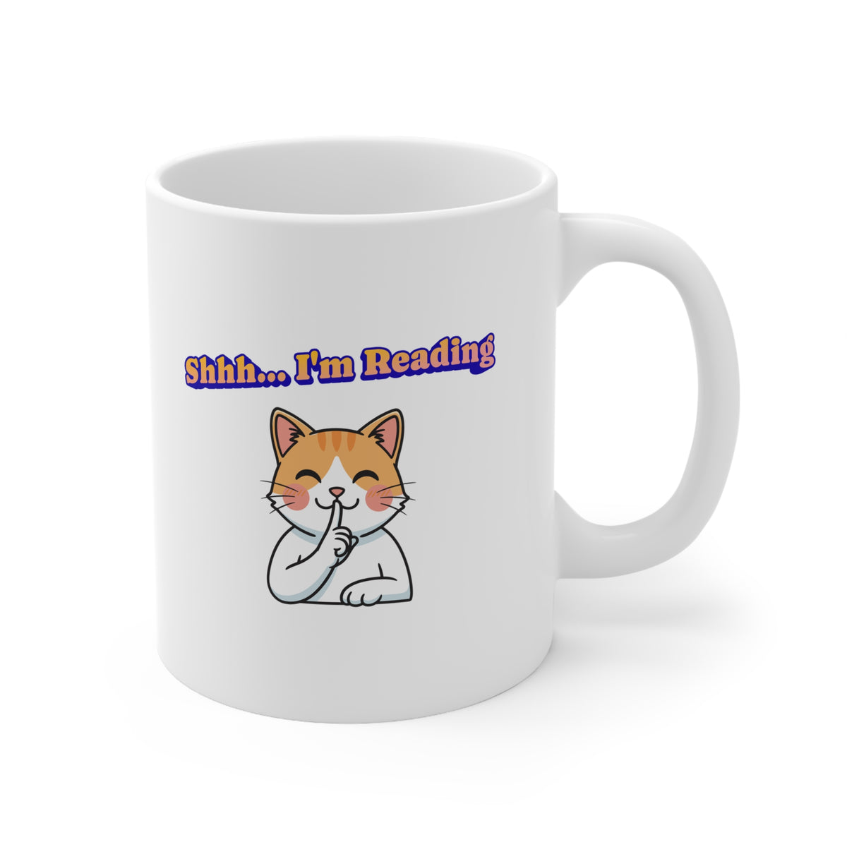 Shhh I'm Reading Cat Mug | Ceramic Coffee Cup 11oz